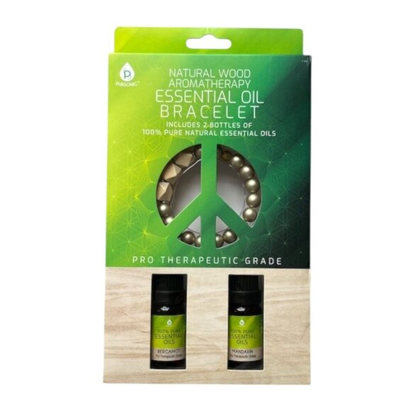Pursonic Aromatherapy Natural Wooden Bracelet Mandarin & Bergamot Essential Oil - Picture 1 of 11